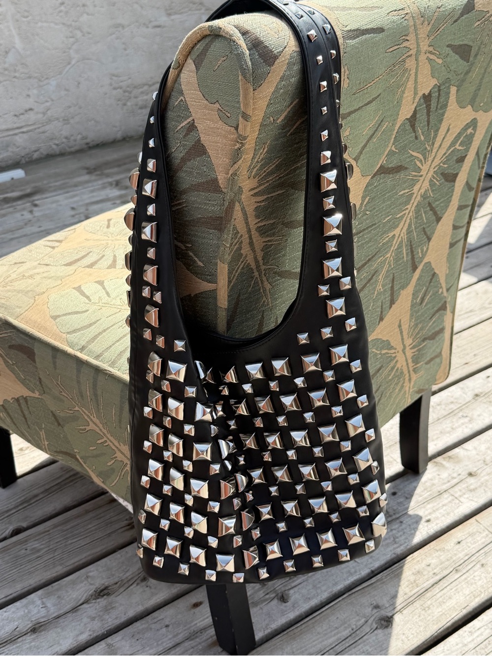 Black Studded Shoulder Bag - Picture 3 of 6